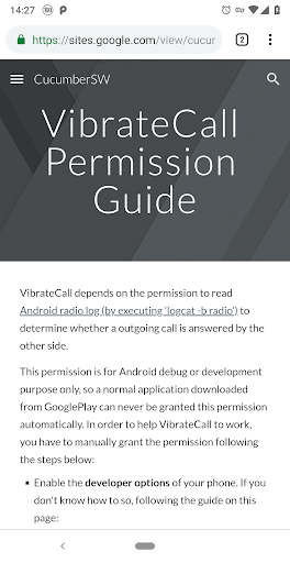 Vibrate Call (when answered) Screen 3