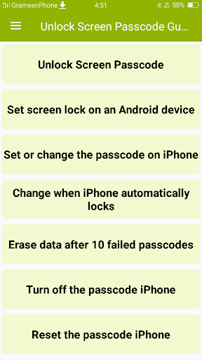 Android application Unlock Screen Passcode Guide screenshort