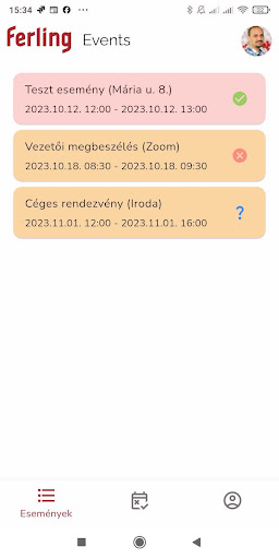 Android application Ferling Events screenshort
