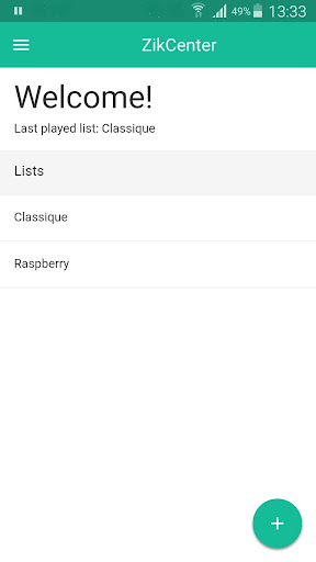 Android application ZikCenter screenshort