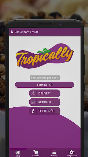 Android application Tropically Açaí Delivery screenshort
