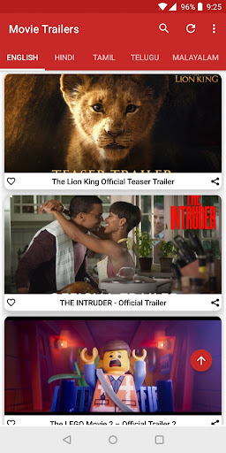 Android application Movie Trailers screenshort