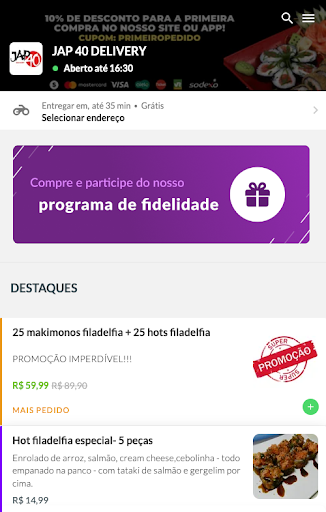 Android application JAP 40 DELIVERY screenshort