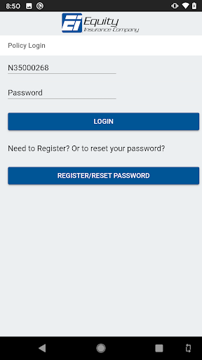 Android application Equity Insurance screenshort