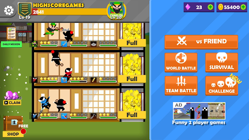 Jumping Ninja Battle 2 Player - Action - games