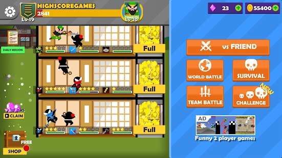 Jumping Ninja Battle - Two Player battle Action 4.1.1 screenshots 10