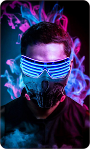 Neon Hacker Mask Wallpaper