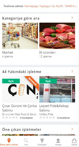 Android application İnegöl Sipariş screenshort