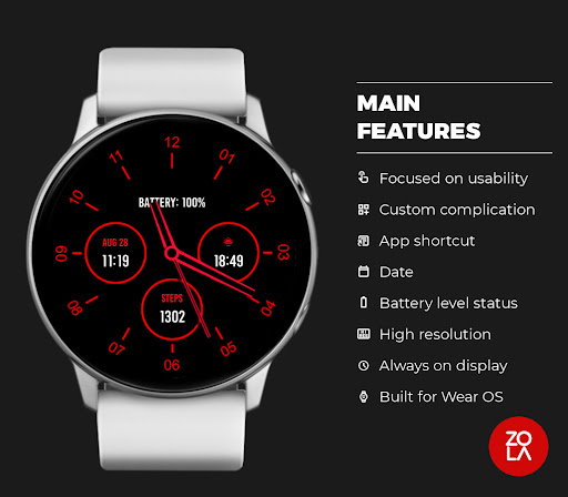 Analogue Red Watch Face Screen 2