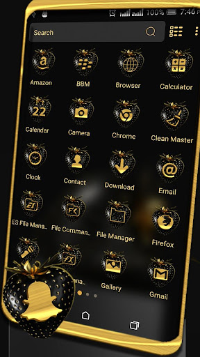 Golden Black Strawberry Theme Screen 2