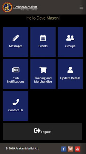 Android application Arakan Martial Art Student App screenshort