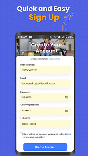 Android application Tidier: Your Chores, Gone. screenshort