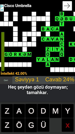 Android application Azəri Krossvord və Söz Oyunu screenshort