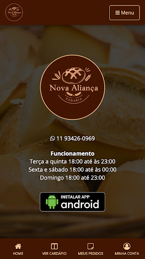 Android application Panificadora Nova Aliança screenshort