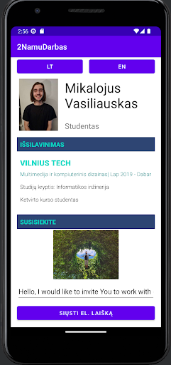 Android application CV Mikalojus V. screenshort