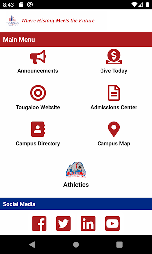 Android application Tougaloo College screenshort