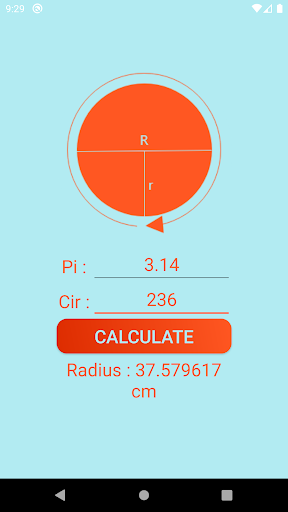 Circle Calculator Pi (Radius) Screen 2