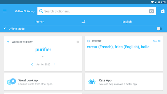 Collins French Dictionary Screenshot