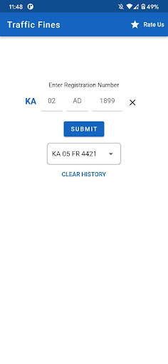 Android application Traffic Fines Bengaluru screenshort