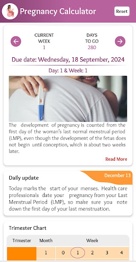 Pregnancy calculator & Tracker Screen 2