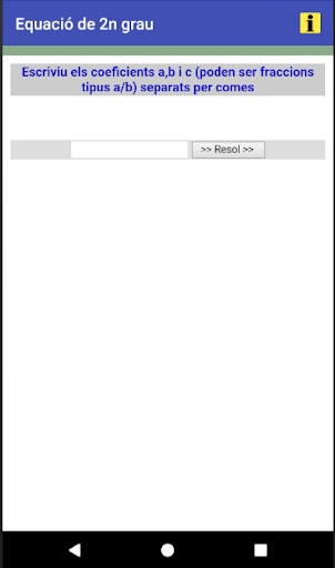 Android application Equació de 2n grau screenshort