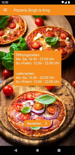 Android application Pizzeria Singh is King screenshort
