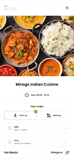 Android application Mirage Indian Cuisine screenshort