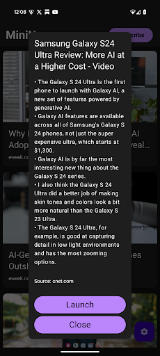 Screenshot of MiniNews: AI News Summaries