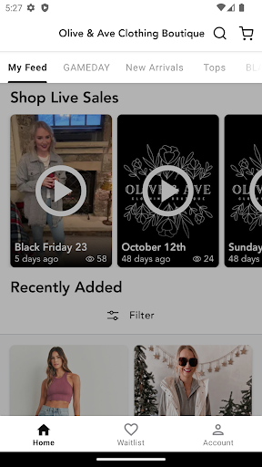 Android application Olive & Ave Clothing Boutique screenshort