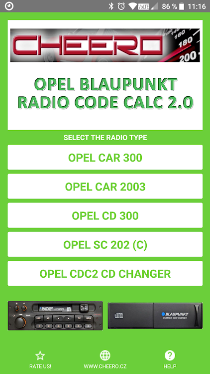 RADIO CODE for OPEL CAR300 - 1.2.1 - (Android)