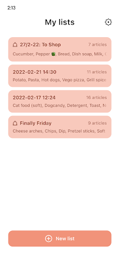 Android application Smart Shopping Lists screenshort