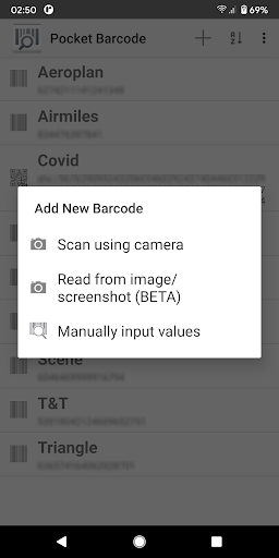 Pocket Barcode Screen 2