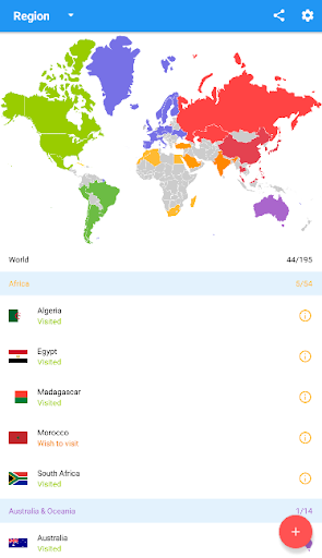 Android application Mark O'Travel: Where I've Been screenshort