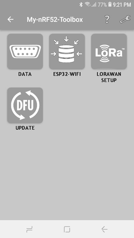 My nRF52 Toolbox Screen 1