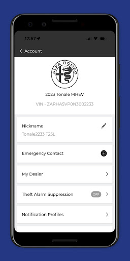 My Alfa Connect Screen 3