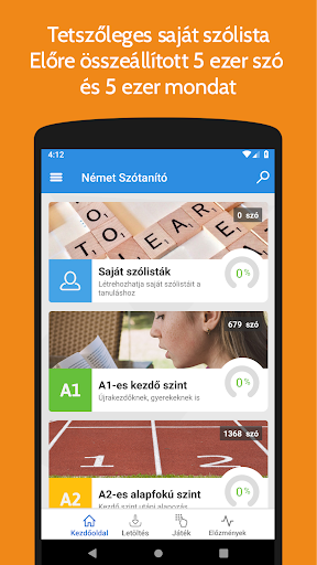 Android application Wordzie Német Szótanító screenshort