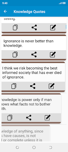 Knowledge Quotes App Screen 2