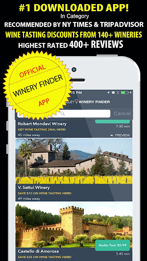 Napa Valley Winery Finder Screen 2