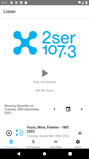 Android application 2SER screenshort