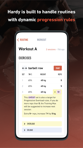 Screenshot of Hardy: smart workout routines