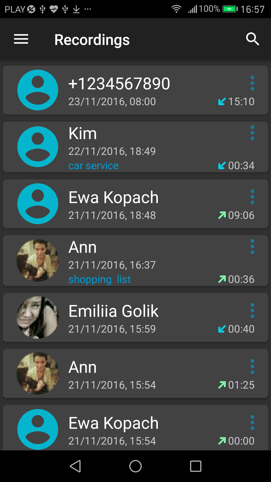 Android application Call Recorder screenshort