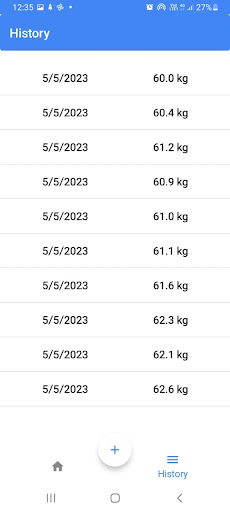 Be Fitter Weight Tracker Screen 2