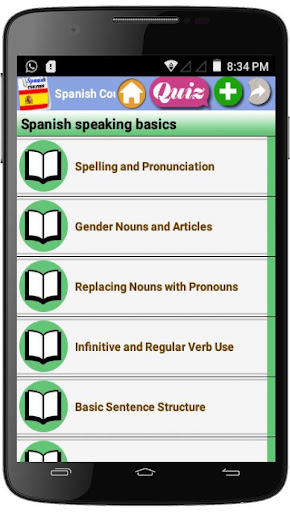 Android application Spanish courses screenshort