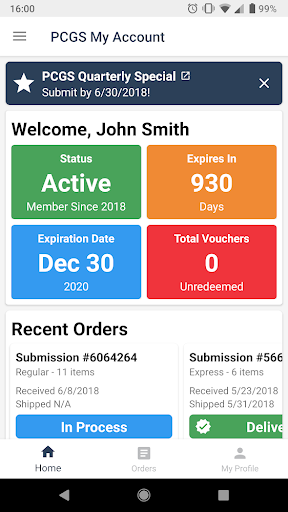 Android application PCGS My Account - Orders, Show screenshort