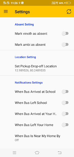 School Bus Tracker - Parent Screen 2