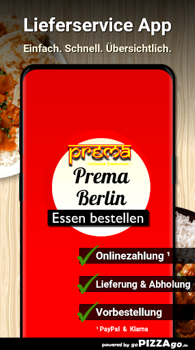Android application Prema Indisches Restaurant Ber screenshort
