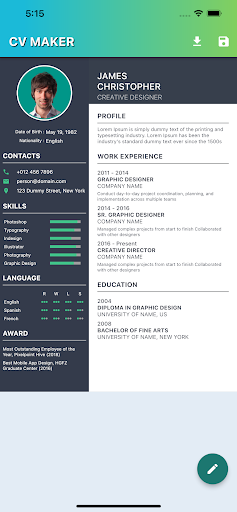 Android application CV Resume Maker screenshort