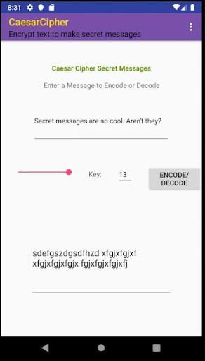 Android application CaesarCipher screenshort