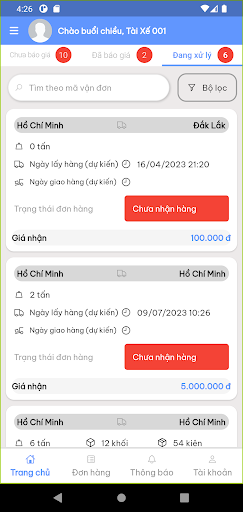 Smart Cargo TMS - Chủ Xe Screen 3