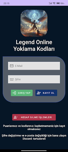 Android application Legend Online Yoklama Kodları screenshort